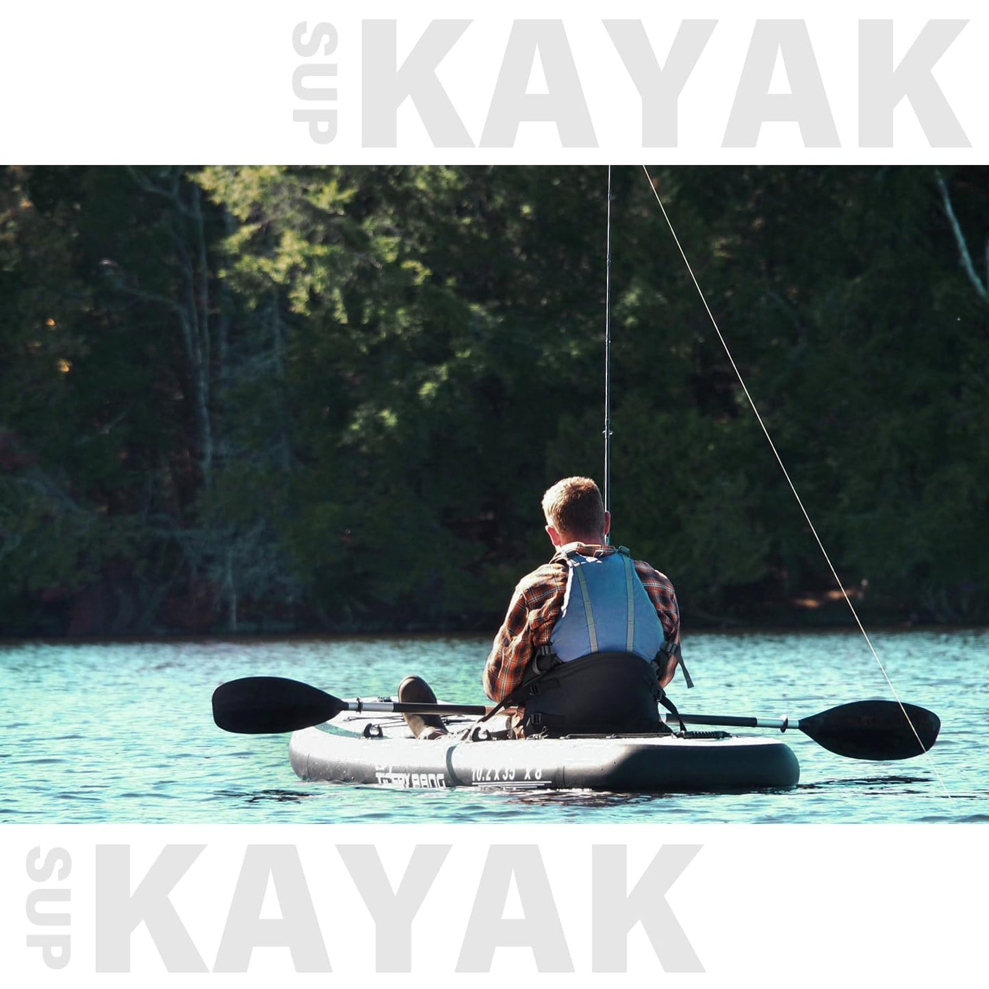 TIGERXBANG Inflatable SUP & Kayak Combo Set for Fishing & Touring