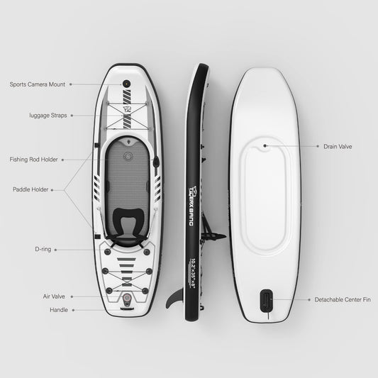 TIGERXBANG Inflatable SUP & Kayak Combo Set for Fishing & Touring