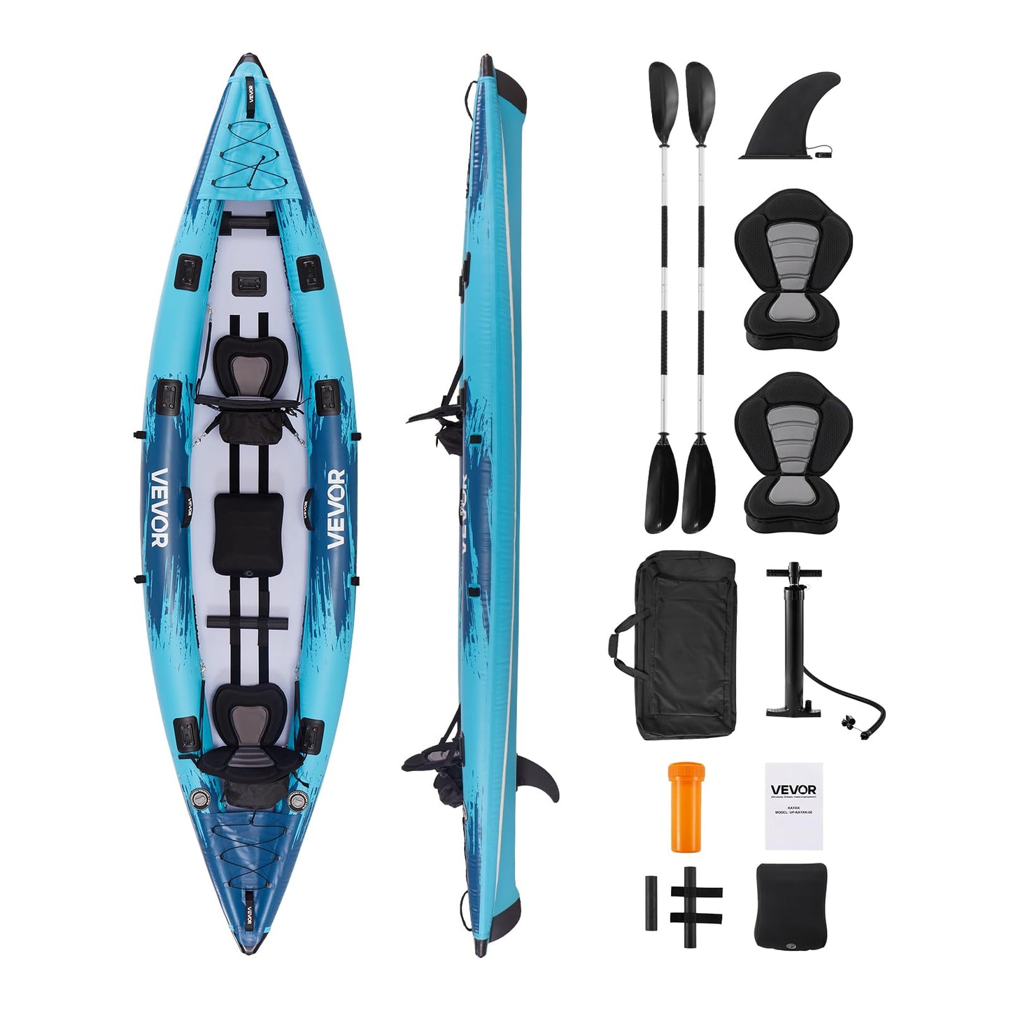 VEVOR Extra Spacious 2-Person Inflatable Family Kayak – 700LB Capacity