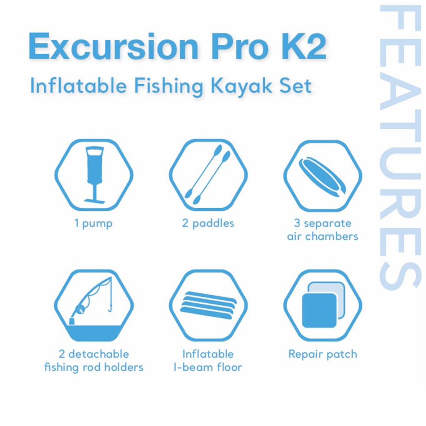 INTEX Excursion Pro K2 Inflatable Tandem Kayak Set