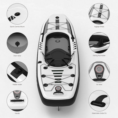 TIGERXBANG Portable Inflatable Kayak with Backpack & Aluminum Oar