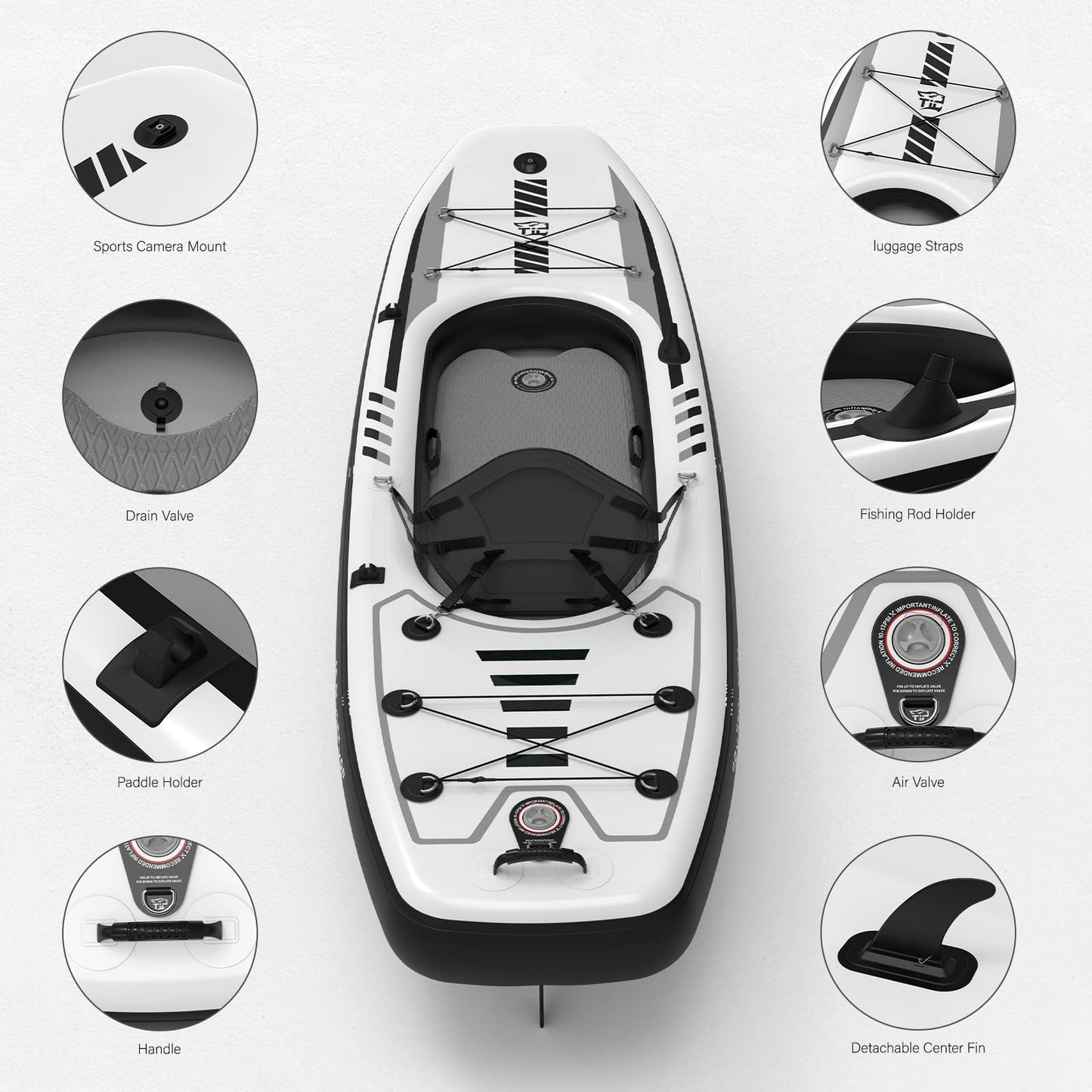 TIGERXBANG Inflatable SUP & Kayak Combo Set for Fishing & Touring