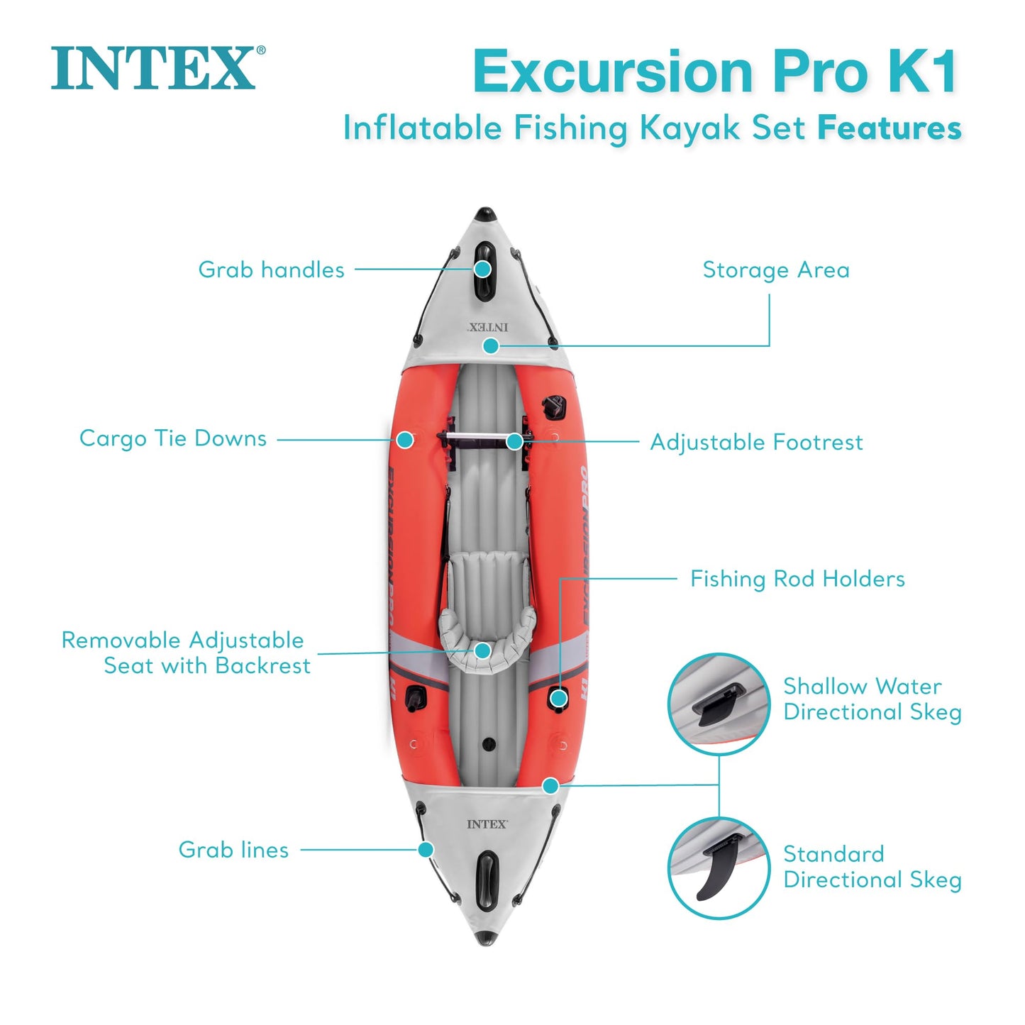 INTEX Excursion Pro K1 Inflatable Solo Kayak Set