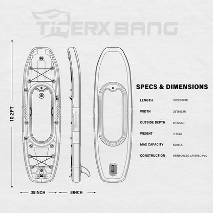 TIGERXBANG Inflatable SUP & Kayak Combo Set for Fishing & Touring