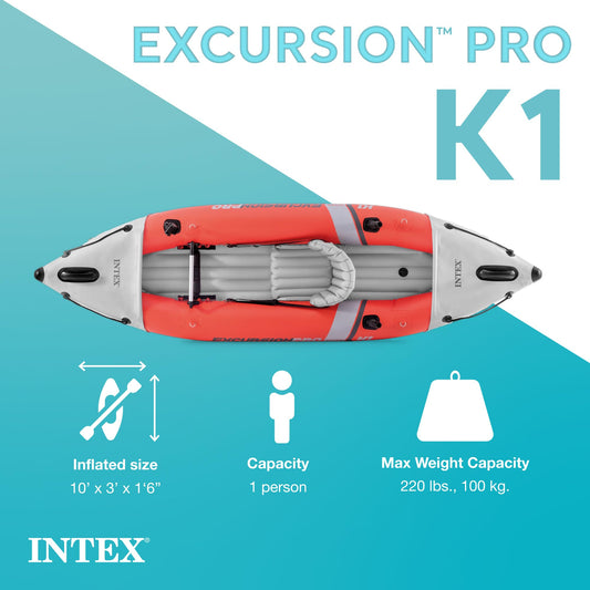 INTEX Excursion Pro K1 Inflatable Solo Kayak Set