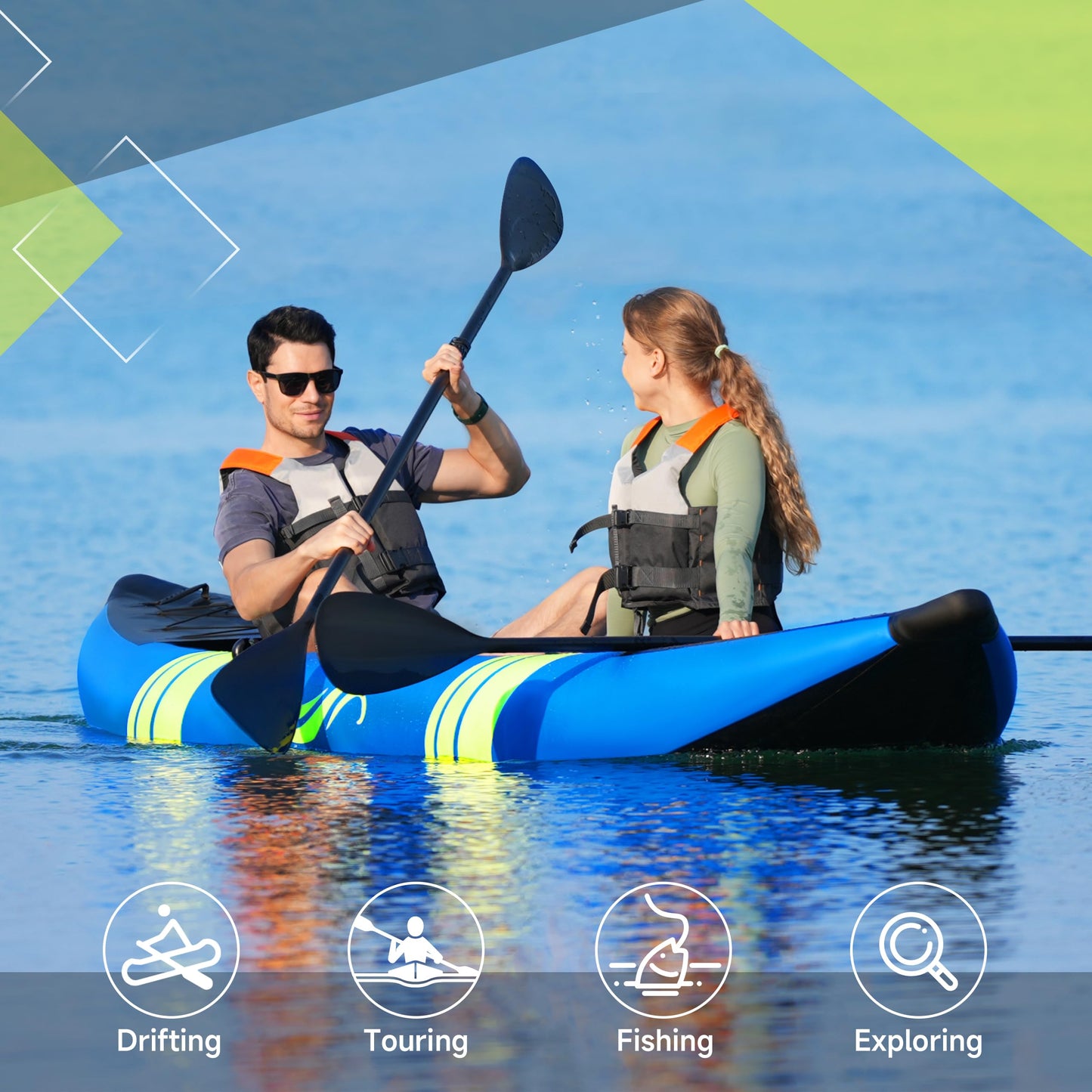 WETURE 2-Person Inflatable Fishing Kayak with Luminous Strips