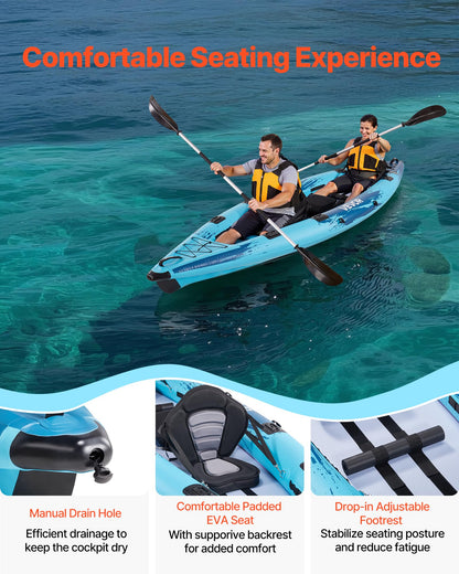 VEVOR Extra Spacious 2-Person Inflatable Family Kayak – 700LB Capacity