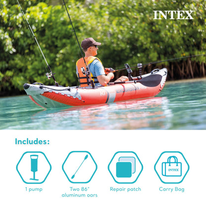 INTEX Excursion Pro K1 Inflatable Solo Kayak Set